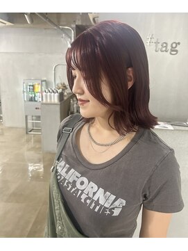 タグ(#tag) #くびれボブ×ボルドーカラー
