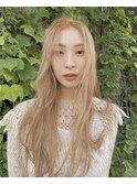 ブロンドベージュブリーチなしダブルカラーハイトーン透明感