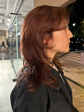 ノラ ヘアーサロン(NORA HAIR SALON) 【大久保】簡単セットレイヤーカットオレンジブラウン