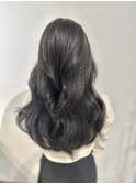 大人可愛いレイヤーロング　艶カラーアッシュグレー　韓国ヘア