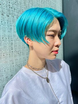 マックス フォー ヘアー(MAX FOR HAIR) 【デザインカラー】ハンサムショート×ハイトーンペールブルー◎