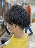 波巻きスパイラル/ツイストパーマ/刈り上げ/メンズマッシュ