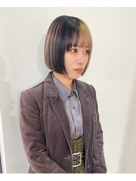 ニコフクオカヘアーメイク(NIKO Fukuoka Hair Make) 《NIKO》古着女子必見☆落ちる黒でつくるデザインカラー×ボブ☆