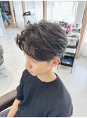 カルマヘア、ダウンパーマ、ツーブロック、ビジネスショート