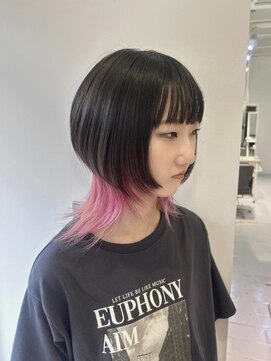 ネオリーブウリ 二子玉川店(Neolive uri) ミディアムヘア暗めカラーデザインカラーフェイスフレーミング