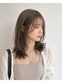 くびれレイヤー/オリーブベージュ/顔周り/シースルー/恵比寿