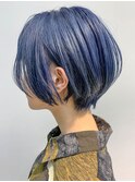 ショートボブ、ネイビーカラー、ネイビーブルー、ショートヘア