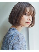 前髪が大人かわいい フリンジウェーブの ココアブラウン カラー 