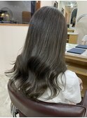 ロング×オリーブグレージュ×柔らか透けカラー