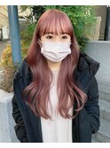 ショコラピンク_暖色系カラー_シースルー前髪_カシスブラウン1