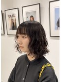 ボブパーマ×前髪ストレート