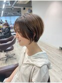 大人ショートボブ丸みショートカットマッシュショート前髪あり