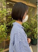 前下がりボブ　コンパクトボブ　黒髪ボブ　内巻きボブ
