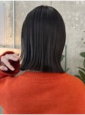 栄黒髪垢抜けシルエット切りっぱなしボブヘア