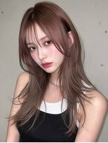 レア 新越谷(LEA) 韓国風ウェーブレイヤー × ピンクブラウン