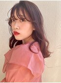 【フェミニン】ピンクベージュ×ゆらぎミディアム