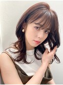 顔周りレイヤーカット×透明感ココアブラウンカラー