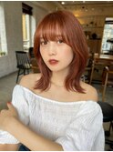 熊本　くびれボブ　韓国風　巻き髪アレンジ　暖色カラー　Arisa.