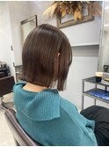 ミニウルフチェリーブラウンホワイトグレージュフェザーパーマ