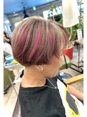 ショートピンクハイライト