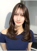 赤み消しカラーオリーブブラウシースルーバング簡単スタイリング
