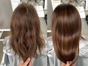 エイトオオブ(EIGHT OBU)の写真/憧れのサラサラヘアをあなたに♪カット+艶さら縮毛矯正17190円でダメージレスな艶髪かなう！