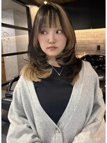 りしゅ 富雄店(RicHE TOMIO) ハッシュカット×ザクザクレイヤー/デザインカラー