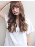 表参道ロングヘアイルミナカラーブラウンデジタルパーマ透明感