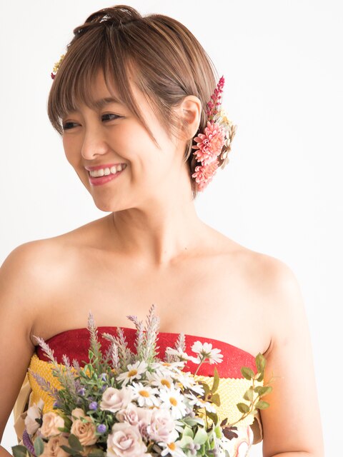 振袖ドレス♪ショートヘアーの結婚式のお色直しや二次会に♪