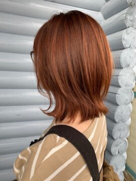 クレエ ヘアー デザイン(creer hair design) まろみオレンジくすみカラー外ハネ丸みウルフレイヤーカット20代
