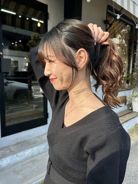 チャプター 問屋町(chapter) ミルクティーブラウンカラー顔まわりレイヤーカット韓国ヘア岡山