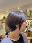 丸型ピンクブラウン美髪エアリーロングベリーショート［大宮］