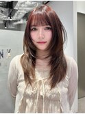 韓国風レイヤーヘア/ピンクブラウン/ザクザクレイヤー/髪質改善