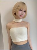 大人かわいいワンカールミディアムボブ10代20代30代40代