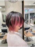 個性派黒×透け感ハイトーンピンク/ショート