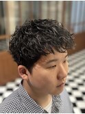 フェザーパーマサーフカール刈り上げセンターパート