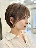 小顔 ショートボブ ココアベージュ 40代50代60代