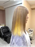 ミルクティーベージュ×イエロー/デザインカラー/インナー/黄色