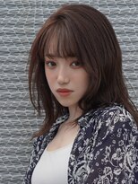 アース 溝の口店(HAIR&MAKE EARTH)&nbsp;外ハネくびれミディ/イヤリングカラー/ミルクティーベージュ