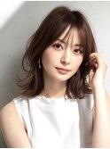 40代50代60代/脱白髪染め白髪ぼかしハイライト/外ハネ