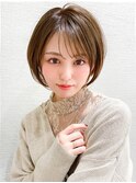 大人かわいい/ショートボブ/小顔ショート/艶カラー/20代30代40代
