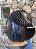 ショートボブのインナーブルー