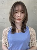 △ハイライトカラーウルフカットレイヤーカットシースルーバング