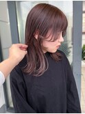 ピンクグレージュ　小顔カット　顔周りカット　艶髪【天神大名】