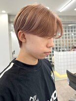 原宿メンズブリーチカラーセンターパートミルクティーベージュ
