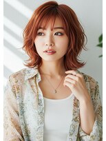 フルショウ 栄店(FURUSHO)&nbsp;アプリコットオレンジ/フェザーショート/外ハネゆるふわボブ