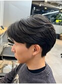 メンズ刈り上げセンターパートニュアンスパーマフェザーパーマ