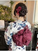 浴衣の着付けとヘアセット