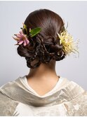花嫁 白無垢 アップスタイル × 生花 アレンジ
