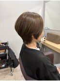 大人っぽいブラウンショート×トリートメントで柔らかツヤ感